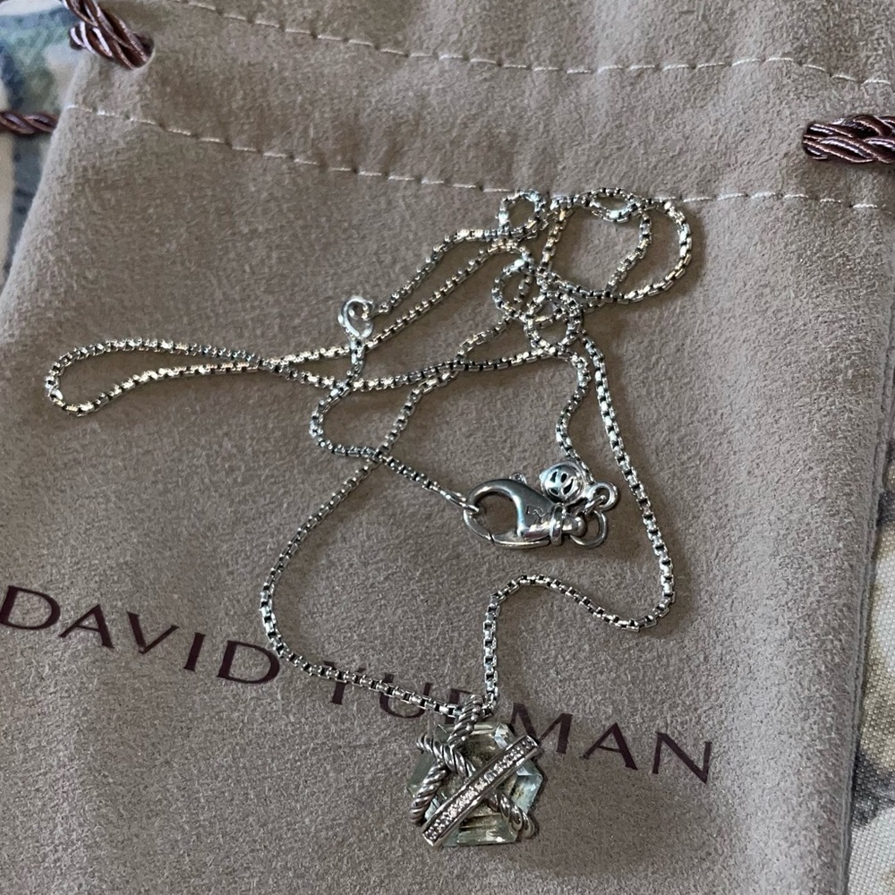 David Yurman Cable Wrap Necklace with Prasiolite and Diamonds